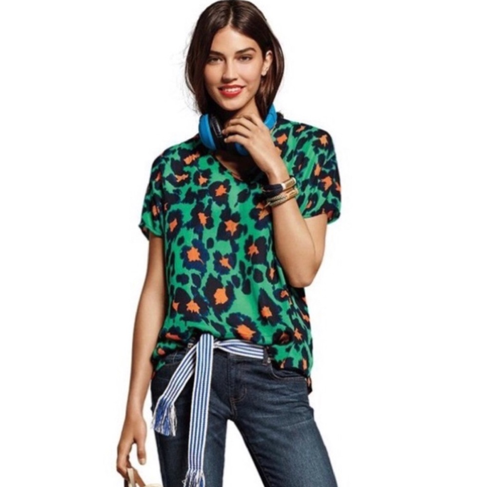 CABI • Rita short sleeve cheetah print top XXS